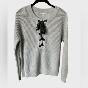Rails Women's Gray Sweater with Black Lace Detail